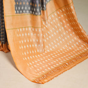 Grey - mercerised cotton handloom pochampally ikat saree 10