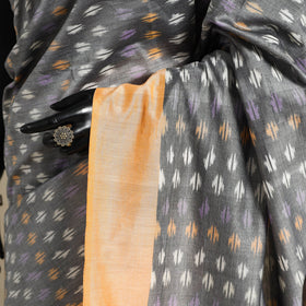 Grey - mercerised cotton handloom pochampally ikat saree 10