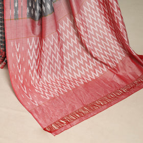 Grey - mercerised cotton handloom pochampally ikat saree 17