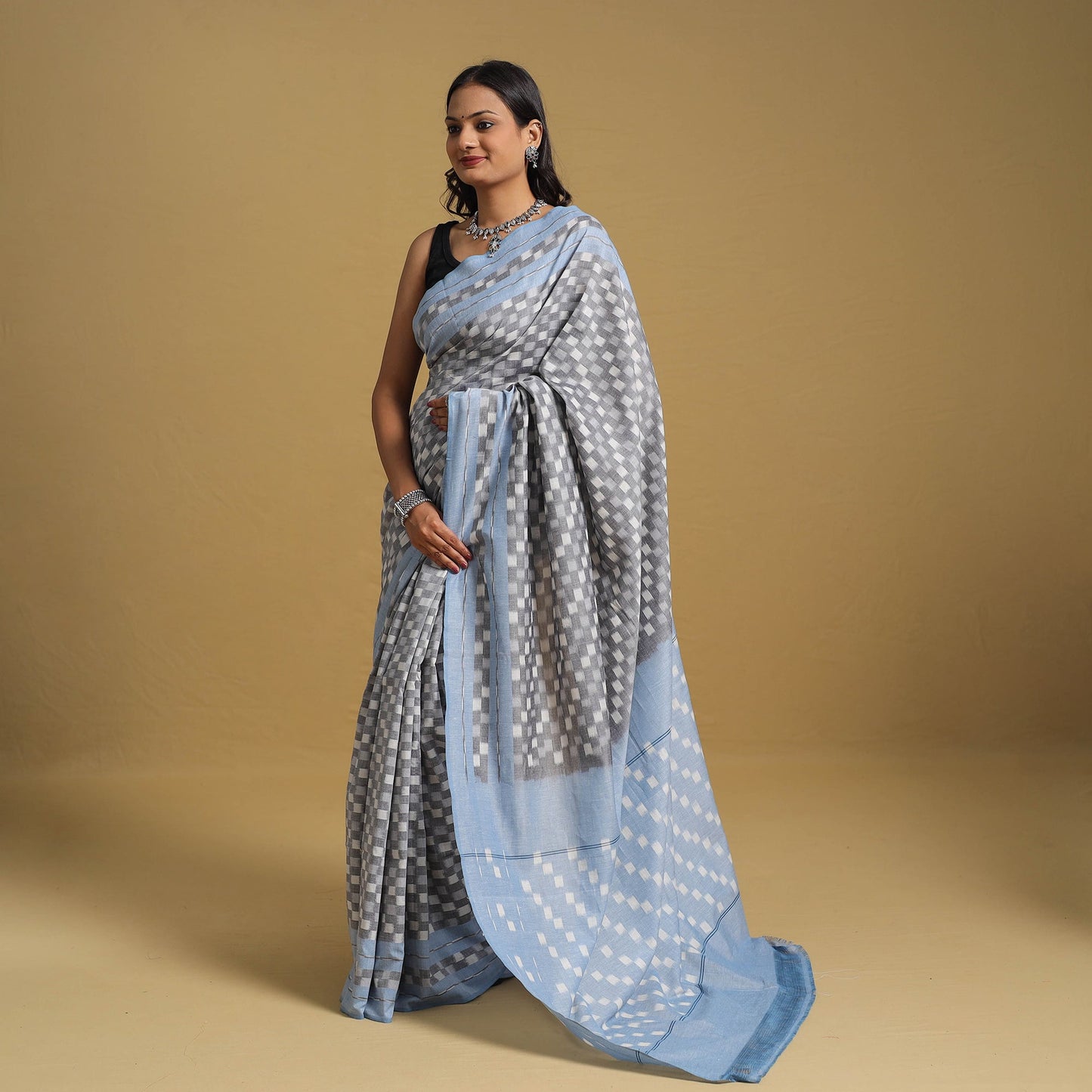 Mercerised Cotton Handloom Pochampally Ikat Saree