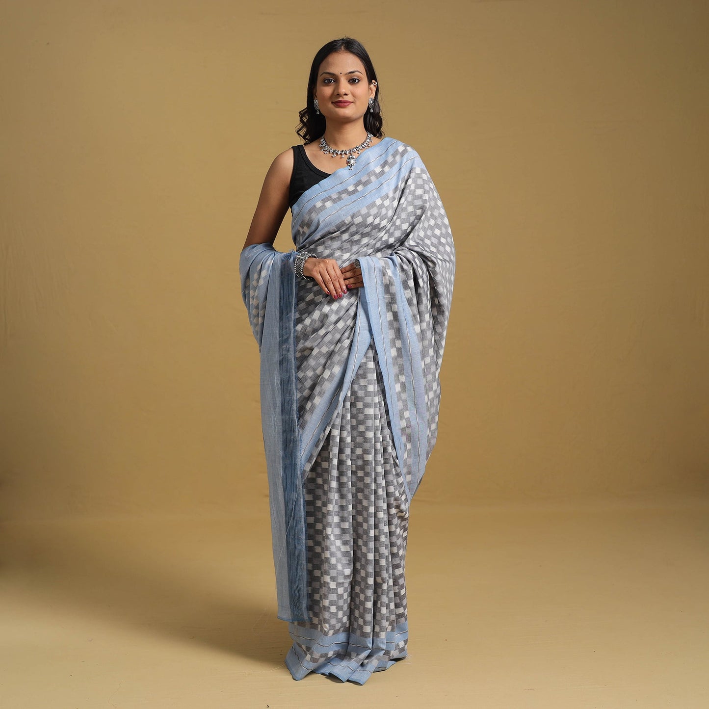 Mercerised Cotton Handloom Pochampally Ikat Saree