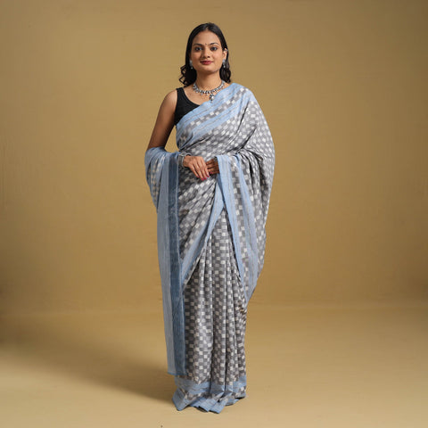 Mercerised Cotton Handloom Pochampally Ikat Saree