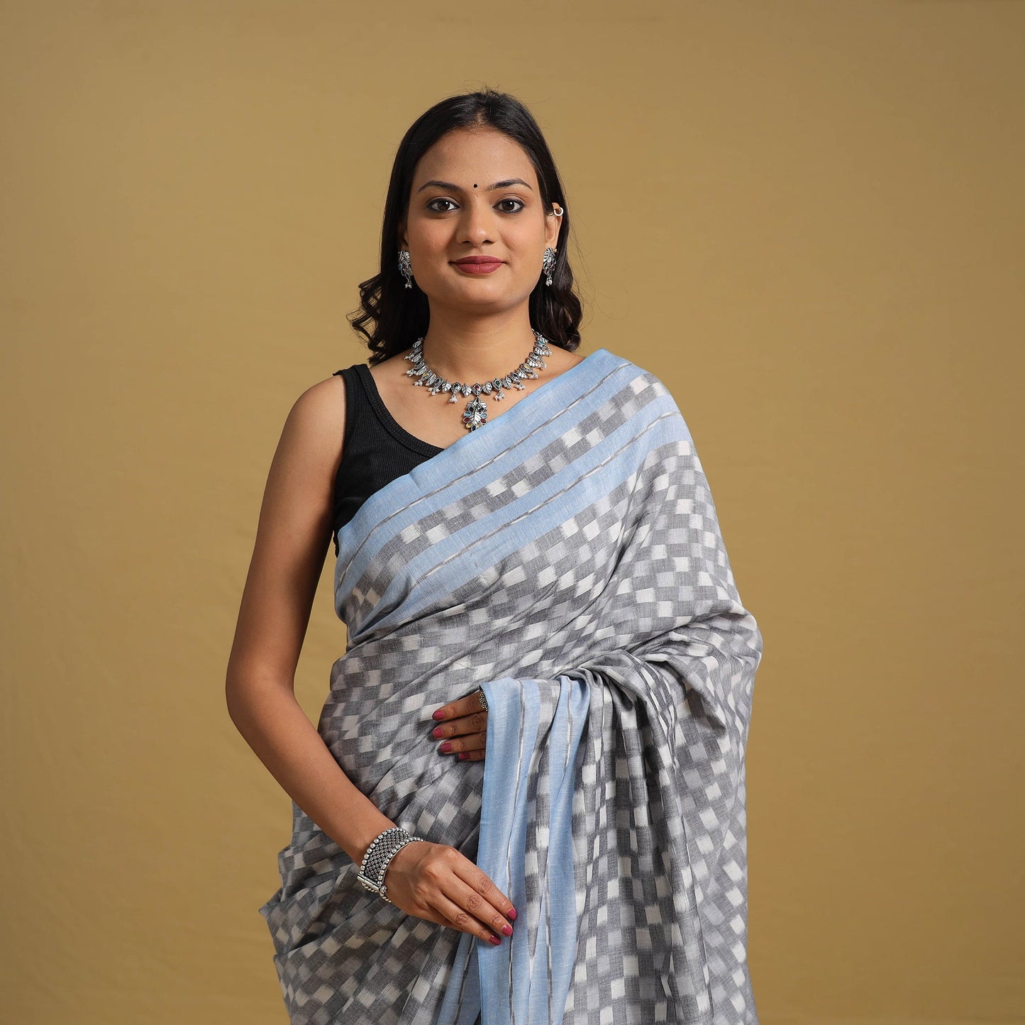 Mercerised Cotton Handloom Pochampally Ikat Saree