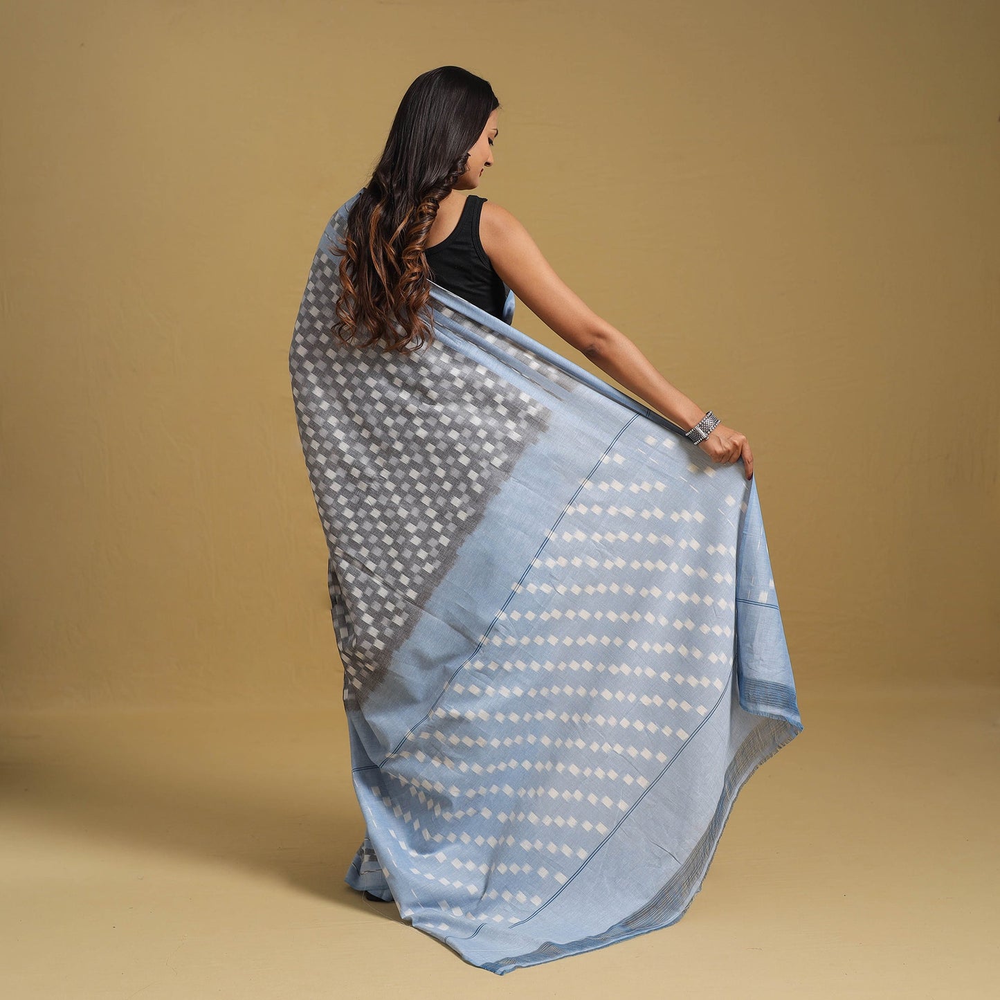 Mercerised Cotton Handloom Pochampally Ikat Saree
