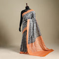 Grey - mercerised cotton handloom pochampally ikat saree 23