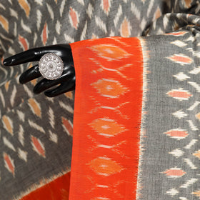 Grey - mercerised cotton handloom pochampally ikat saree 34