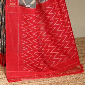 Grey - mercerised cotton handloom pochampally ikat saree 54