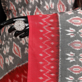 Grey - mercerised cotton handloom pochampally ikat saree 55