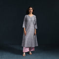 Mercerised cotton a-line pochampally ikat kurta for women