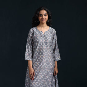 Mercerised cotton a-line pochampally ikat kurta for women