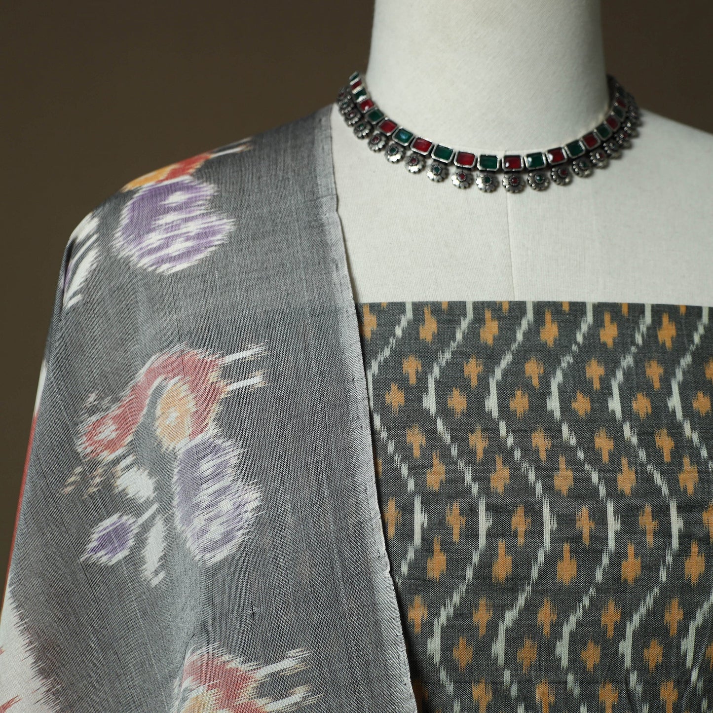 Handloom mercerised cotton pochampally ikat 2pc unstitched