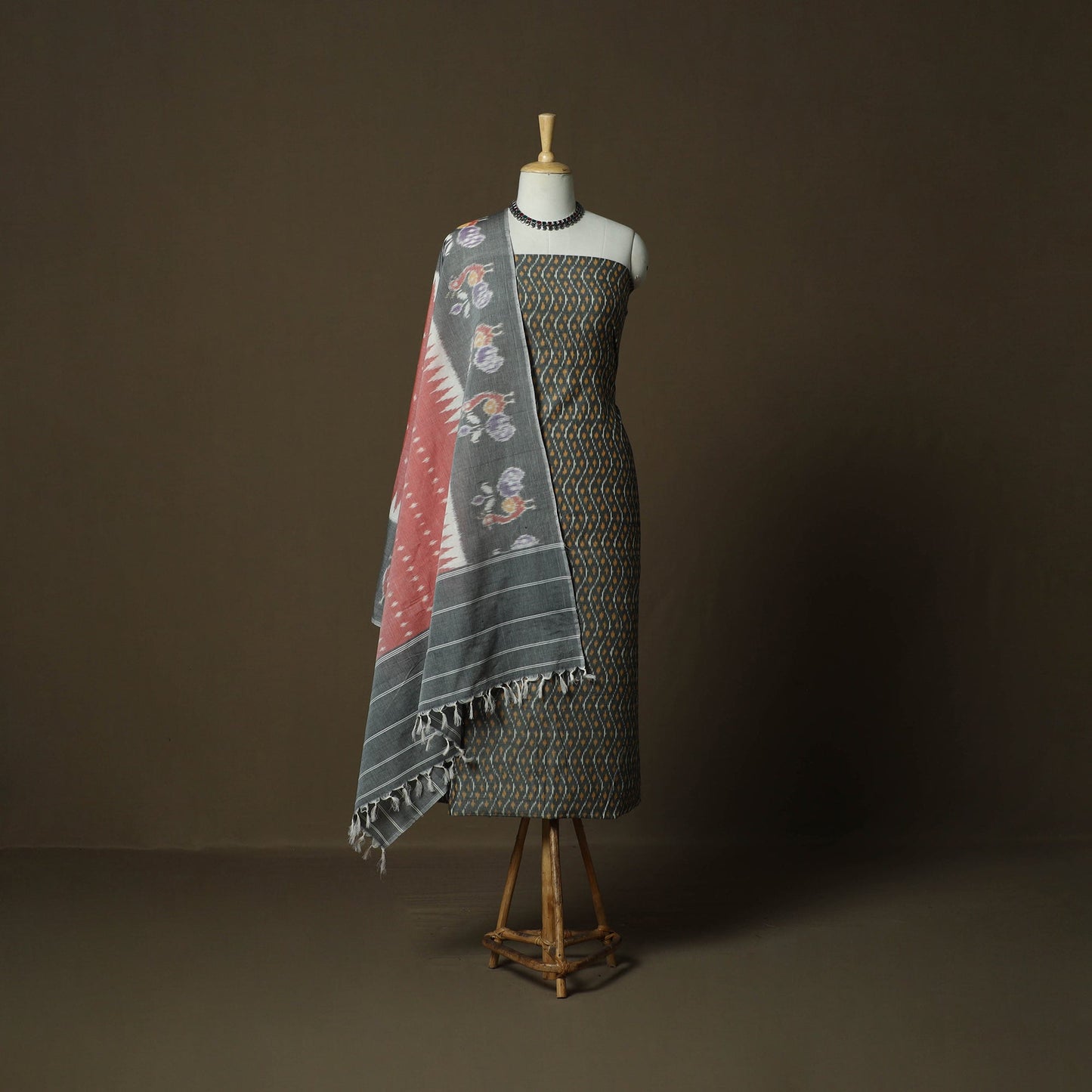 Handloom mercerised cotton pochampally ikat 2pc unstitched