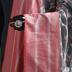 Grey - mercerised cotton pochampally ikat dupatta 13