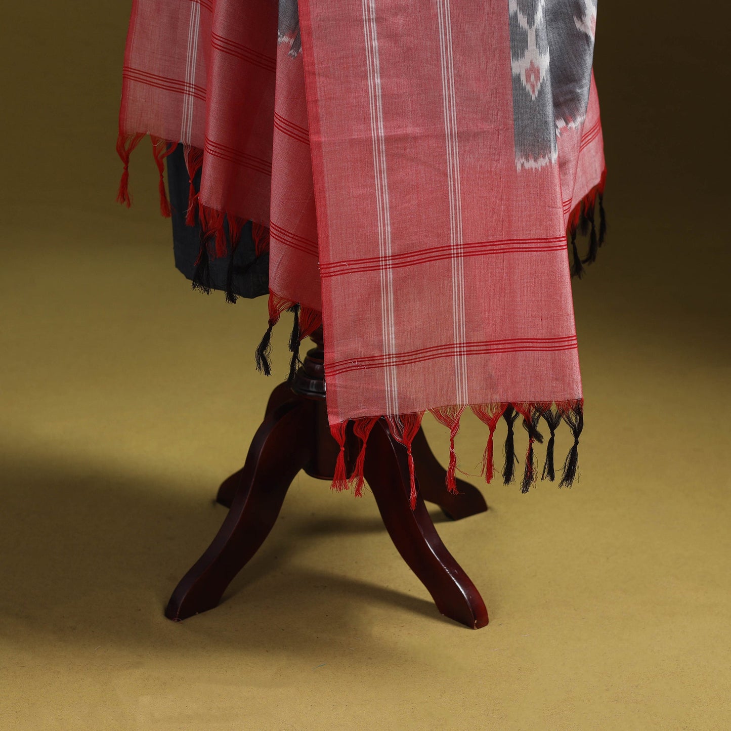 Grey - mercerised cotton pochampally ikat dupatta 13