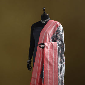 Grey - mercerised cotton pochampally ikat dupatta 13