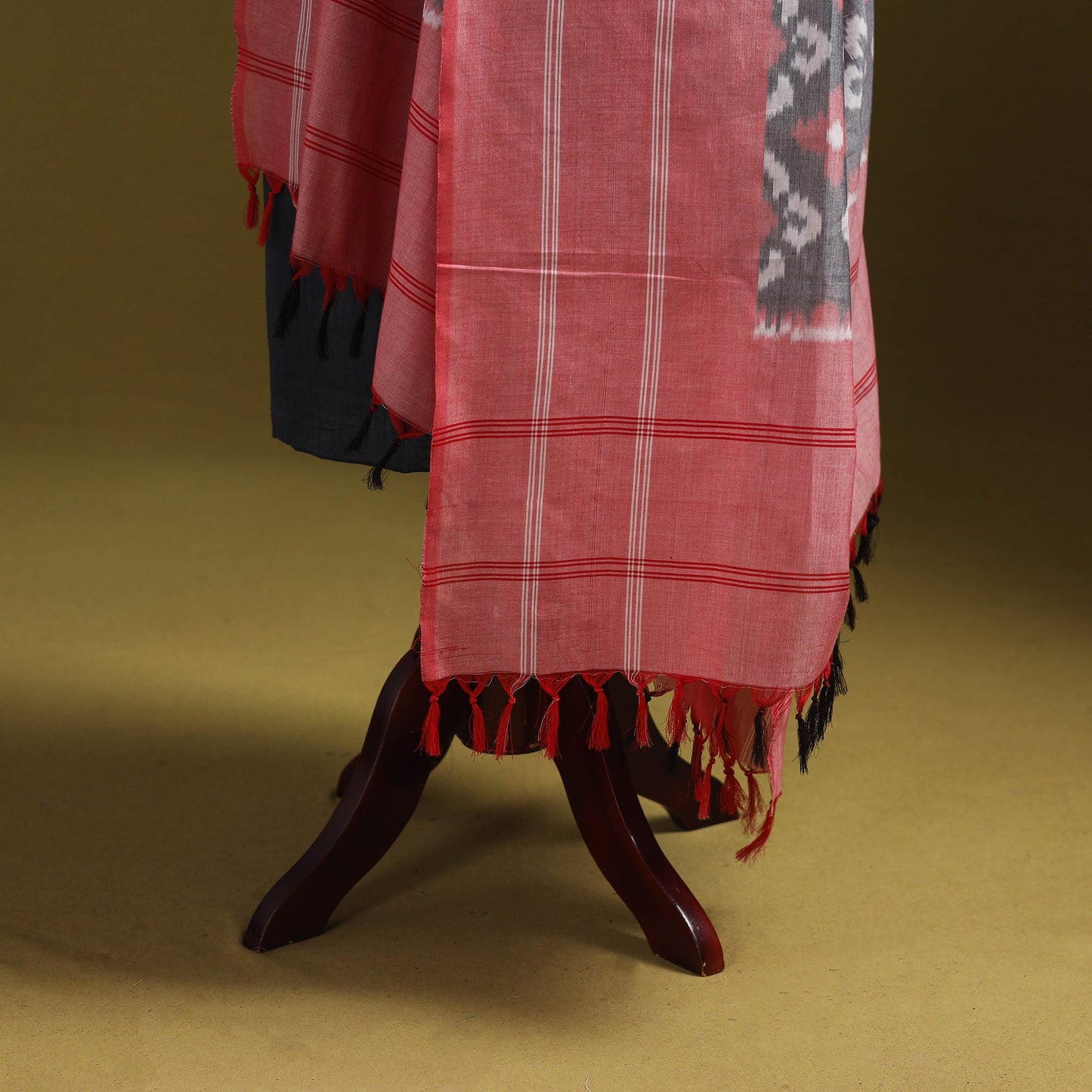 Grey - mercerised cotton pochampally ikat dupatta 15