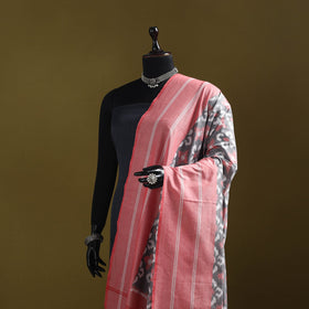 Grey - mercerised cotton pochampally ikat dupatta 15