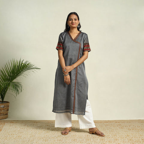  Grey Mercerised Cotton Straight Dharwad Kurta