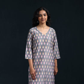 Mercerised cotton straight pochampally ikat kurta for women