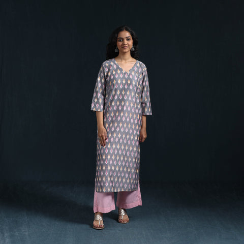 Mercerised cotton straight pochampally ikat kurta for women