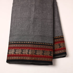  Grey Mercerised Cotton Thread Border Dharwad Fabric