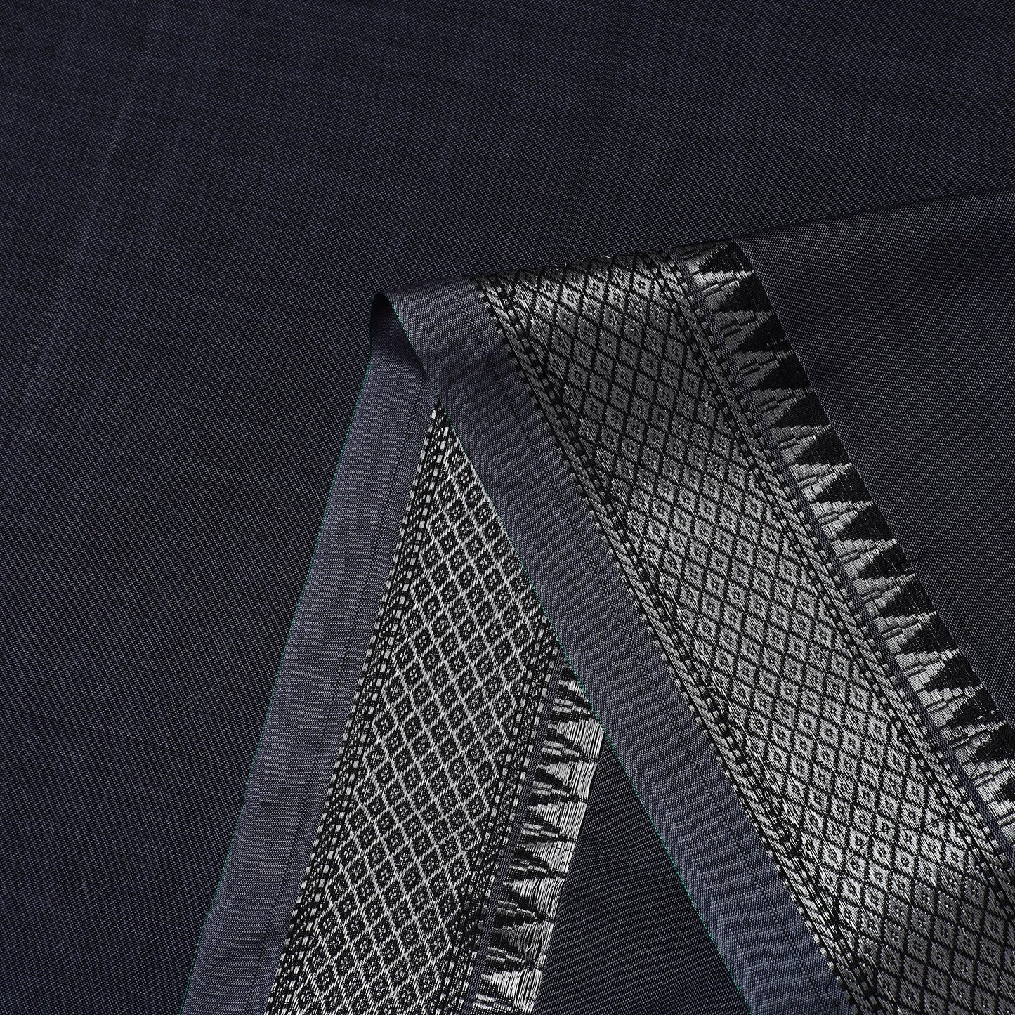 Buy Grey Mercerised Cotton Zari Border Dharwad Fabric