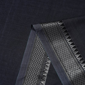 Buy Grey Mercerised Cotton Zari Border Dharwad Fabric