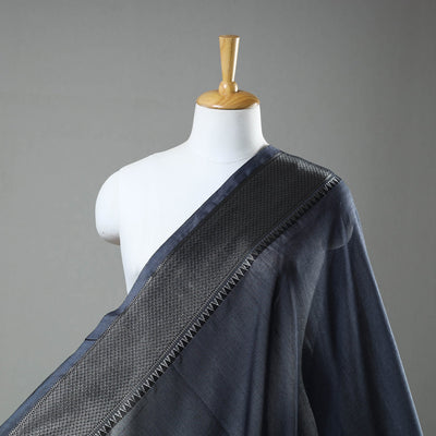 Buy Grey Mercerised Cotton Zari Border Dharwad Fabric