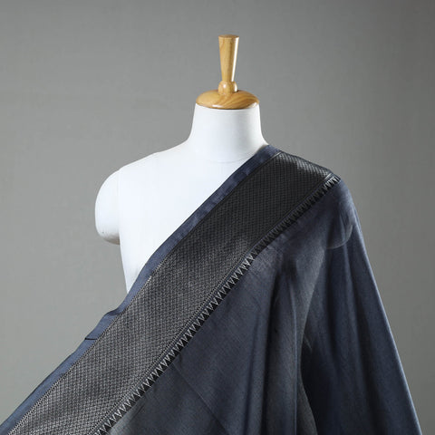 Buy Grey Mercerised Cotton Zari Border Dharwad Fabric
