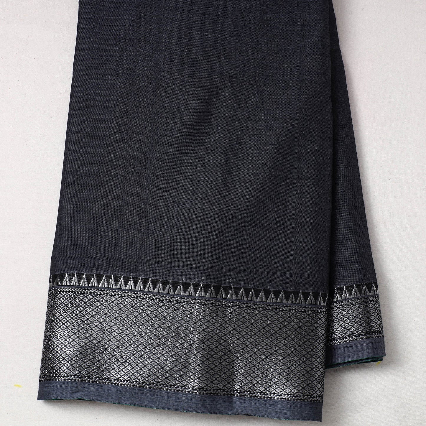 Buy Grey Mercerised Cotton Zari Border Dharwad Fabric