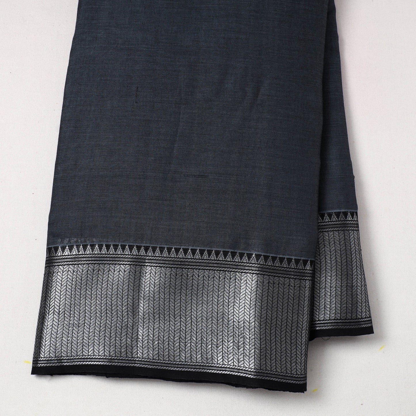  Grey Mercerised Cotton Zari Border Dharwad Fabric