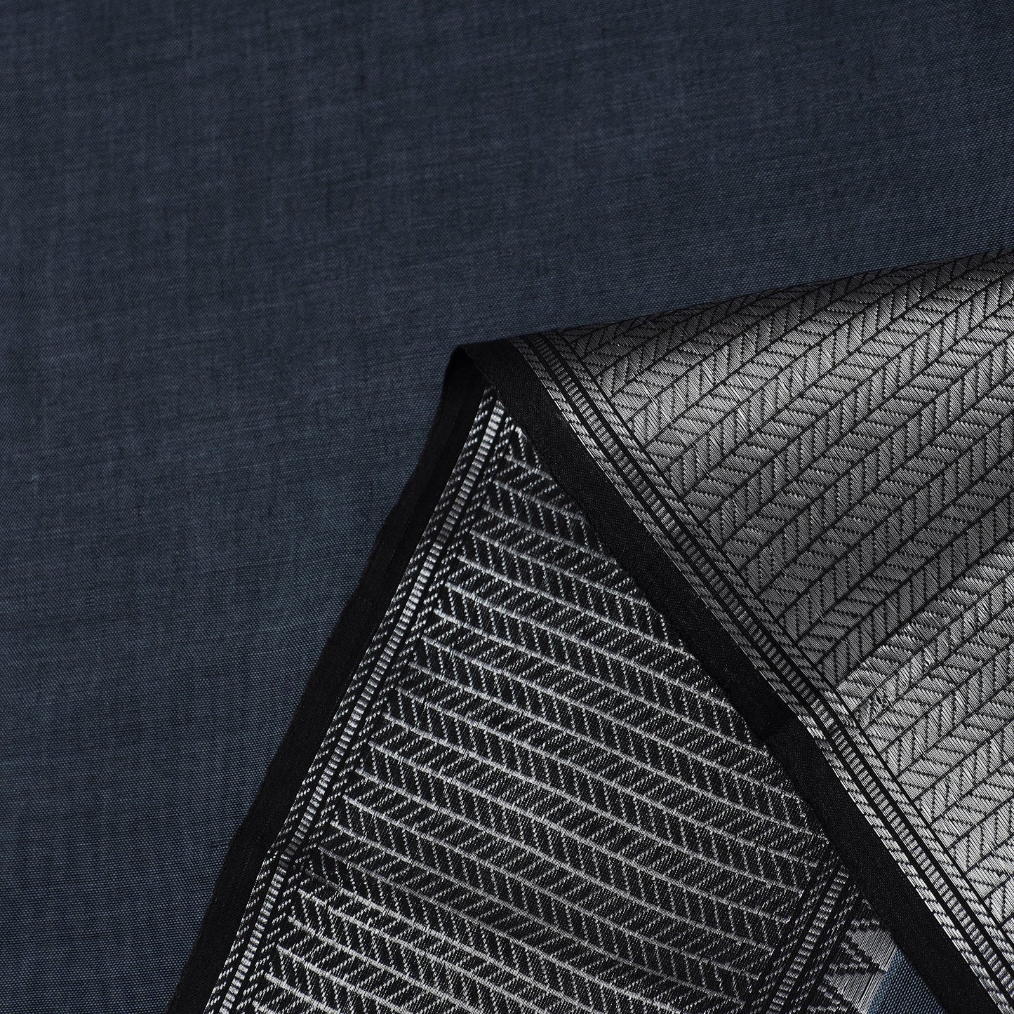  Grey Mercerised Cotton Zari Border Dharwad Fabric