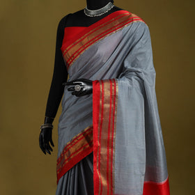Grey - mercerized cotton ilkal saree with border 06
