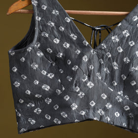 Grey - modal silk stitched tie-dye bandhani blouse 10