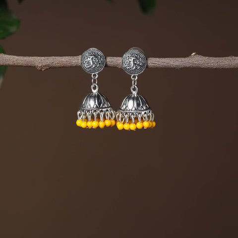 Shop Handmade Oxidised Silver Jhumki Bead work Earrings
