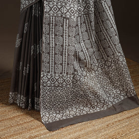 Mul cotton hand batik saree 07 - handcrafted