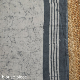 Grey - mul cotton hand batik saree 17 - handcrafted