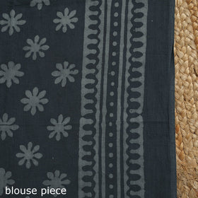 Grey - mul cotton hand batik saree 21 - handcrafted