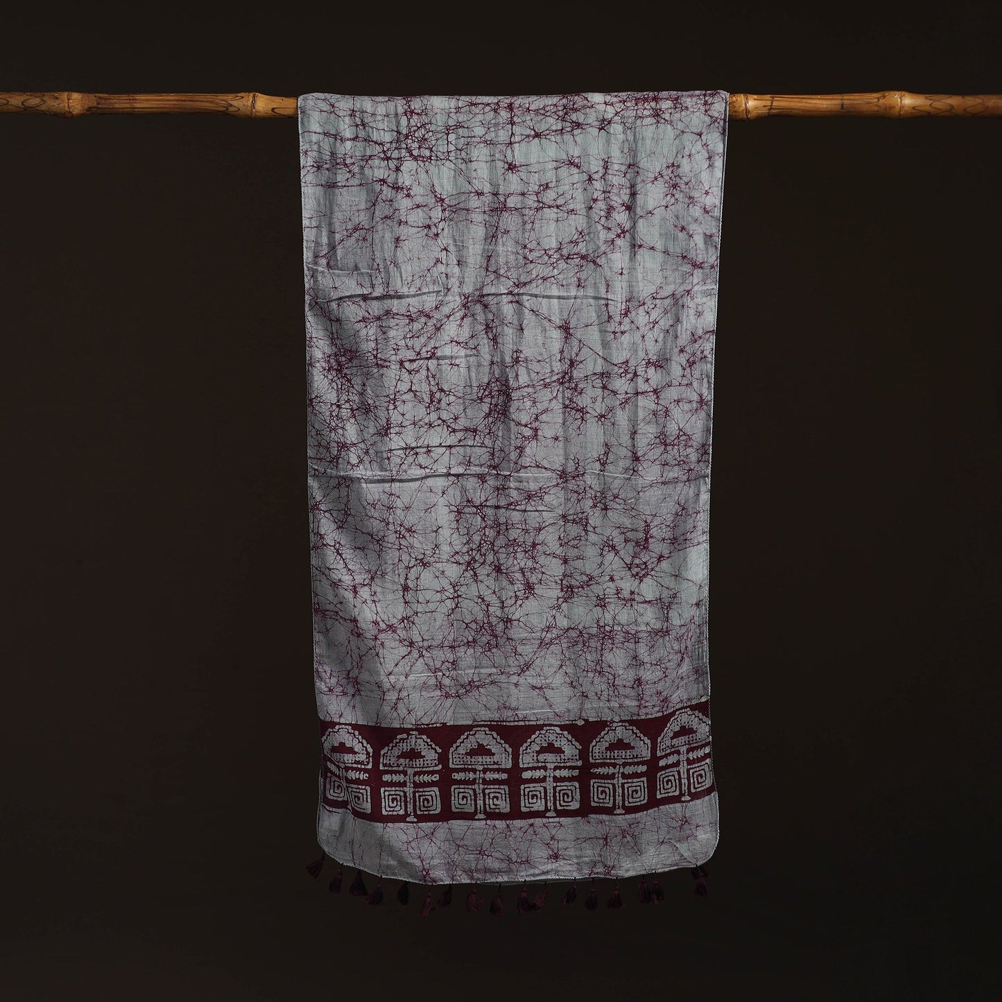 Mul cotton kutch hand batik stole with tassels 40