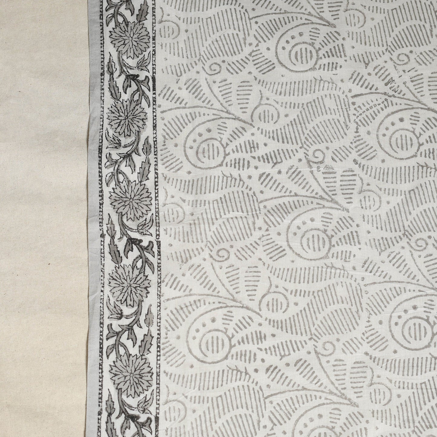 Grey - mul cotton sanganeri saree 19 - handcrafted