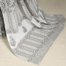 Grey - mul cotton sanganeri saree 19 - handcrafted