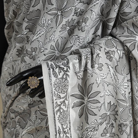 Grey - mul cotton sanganeri saree 19 - handcrafted