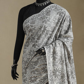 Grey - mul cotton sanganeri saree 19 - handcrafted