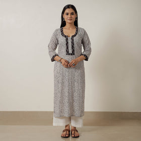  Block Print Mul Cotton Straight Bagh Kurta For Women