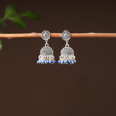 Grey - namrata handcrafted gs beaded jhumki earrings