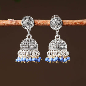 Grey - namrata handcrafted gs beaded jhumki earrings