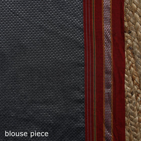 Nath work silk cotton khun saree 01 - handcrafted