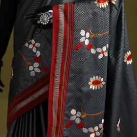 Nath work silk cotton khun saree 01 - handcrafted