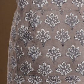 Grey - Bagru Block Print Cotton Apron with Pocket 18