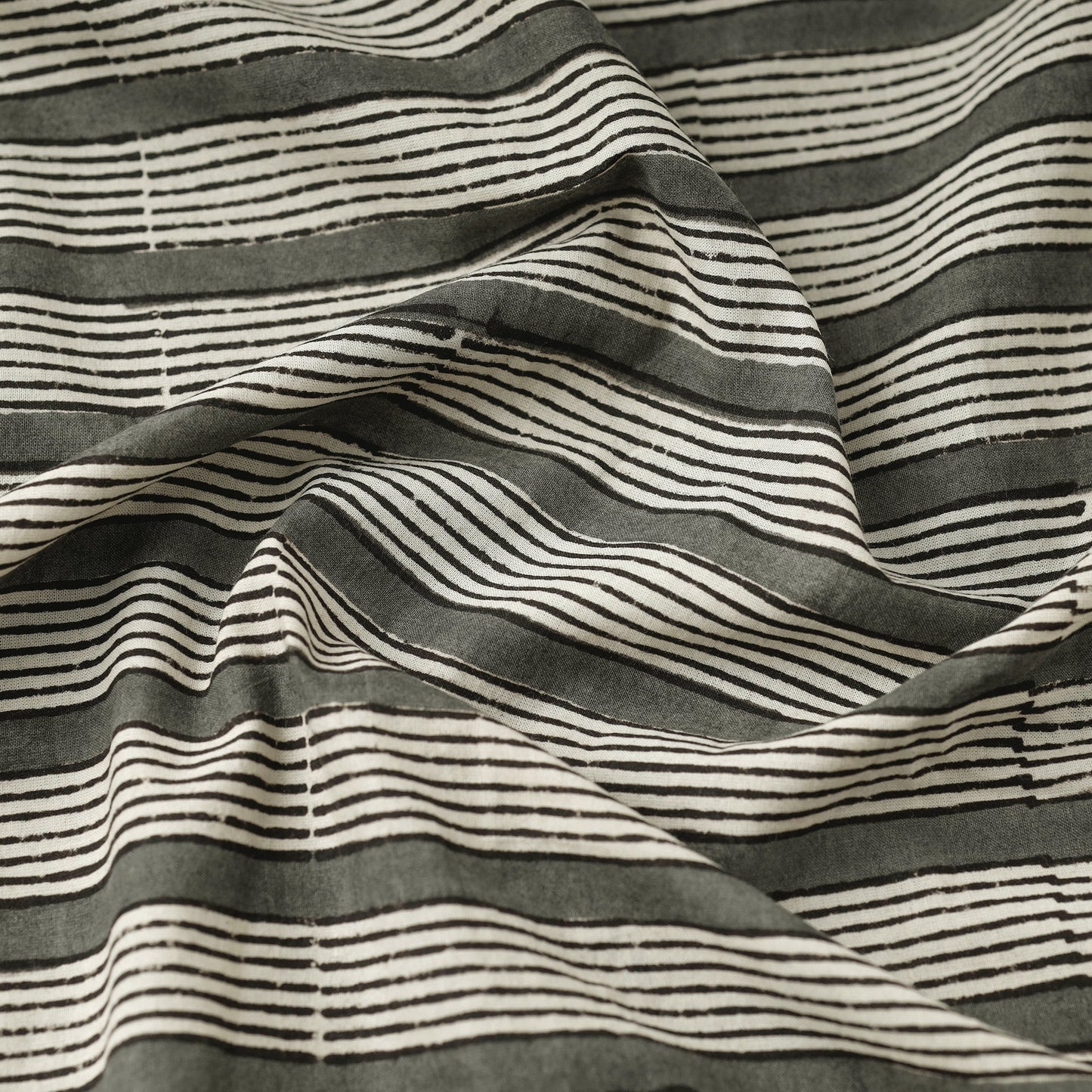 Grey - natural dyed bagru cotton fabric 04 - handcrafted